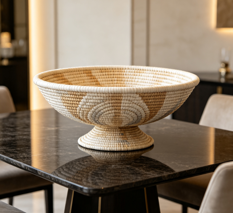 Four-Compartment Hexagonal Woven Fruit Tray
