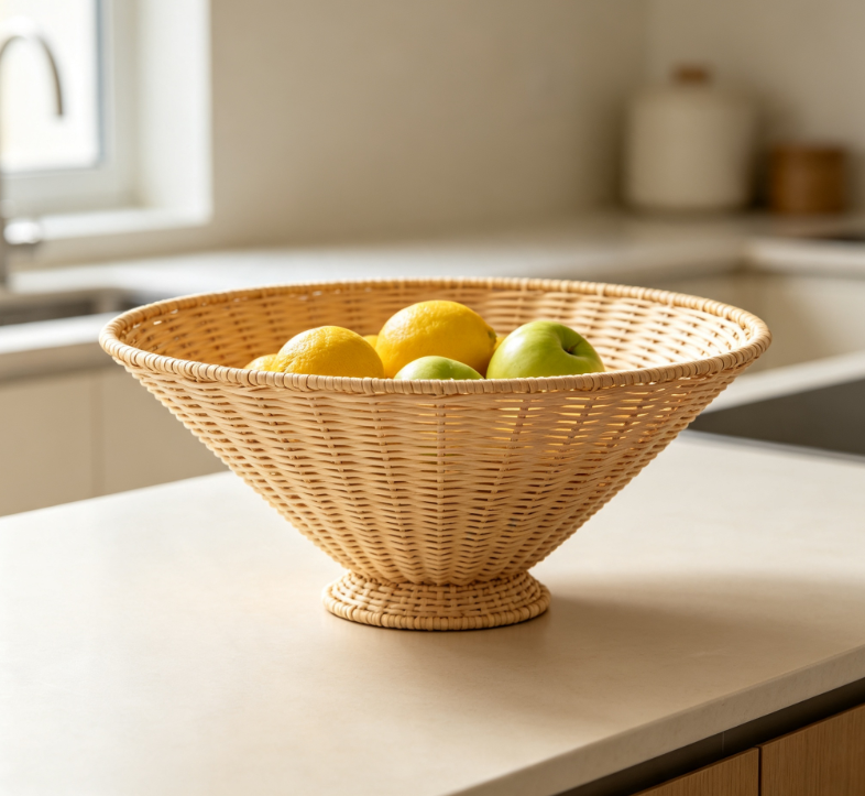 Two-Tone Ombre Pedestal Woven Fruit Bowl - Image 2
