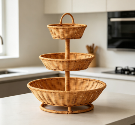 3-Tier Vertical Woven Rattan Stand
