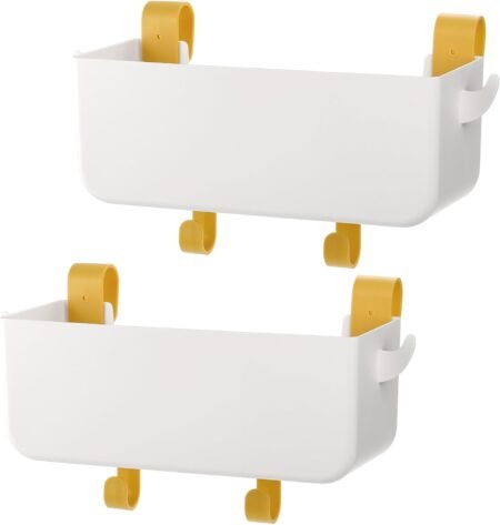 2-Pack Plastic Bedside Hanging Caddy with Hooks