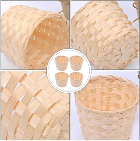 4-Pack Miniature Bamboo Woven Flower Baskets