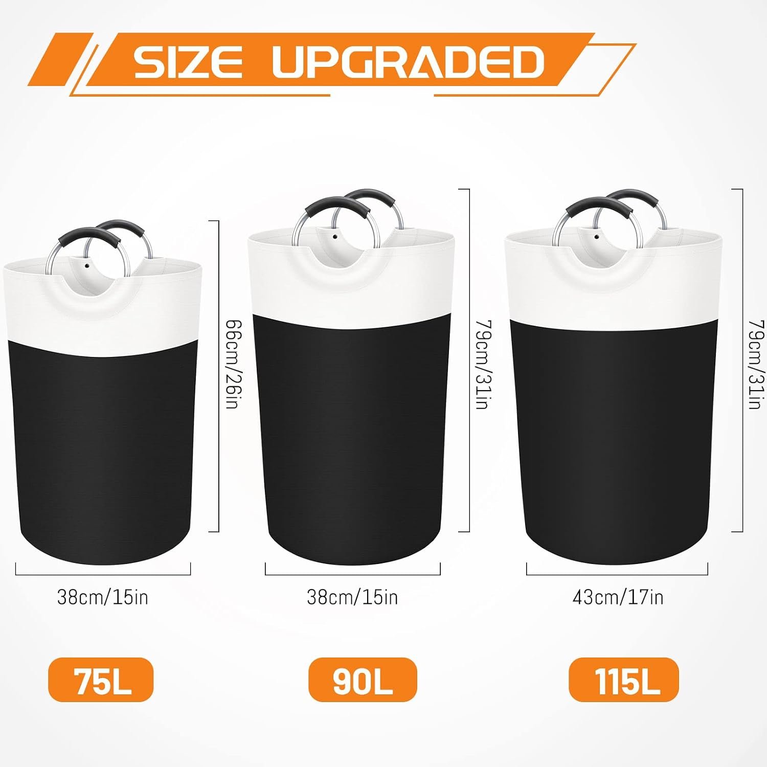 90L Freestanding Collapsible Laundry Hamper Black - Image 2