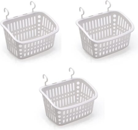 3-Pack Grey Plastic Hanging Shower Baskets 10.6-Inch