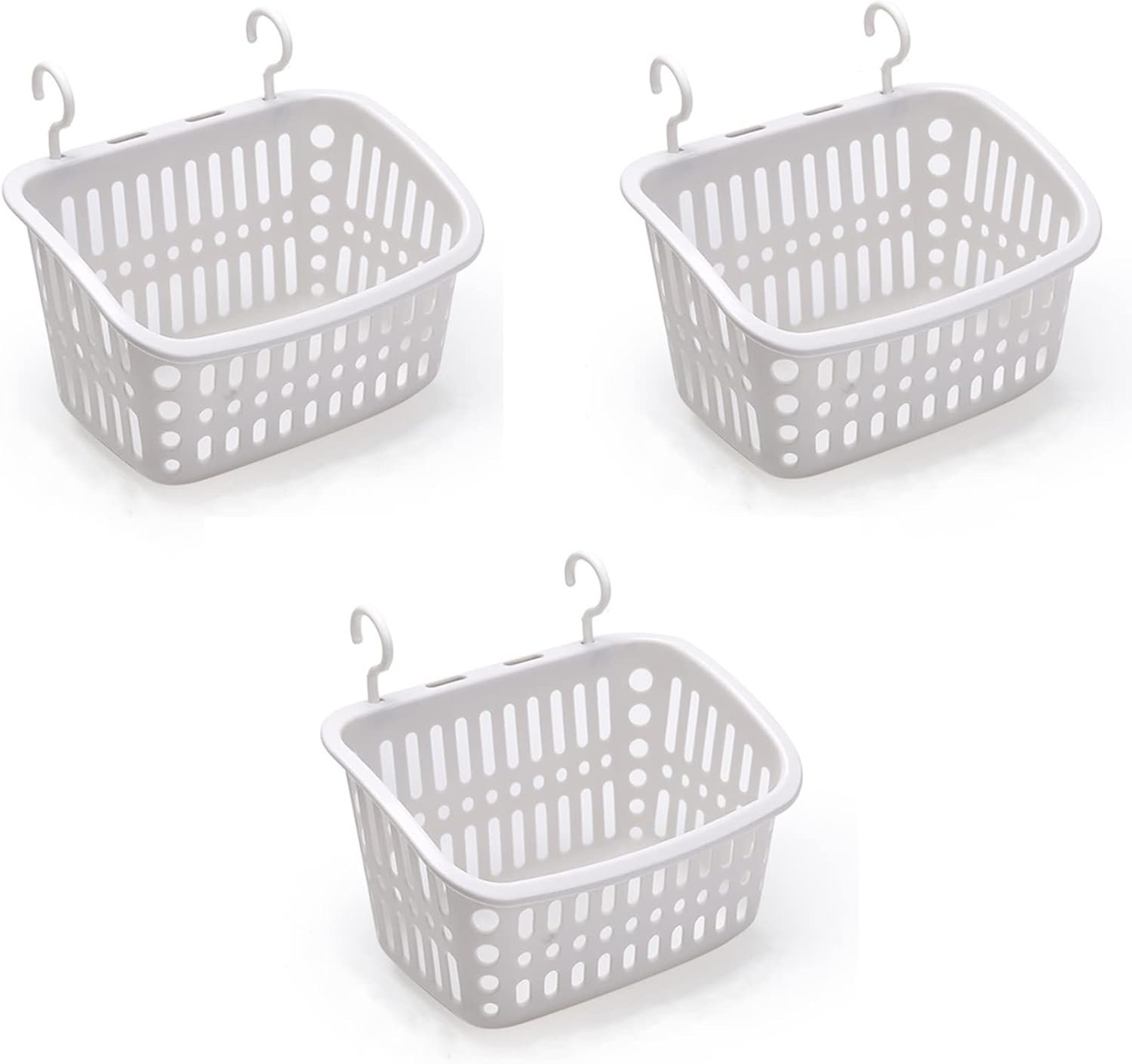 3-Pack Grey Plastic Hanging Shower Baskets 10.6-Inch