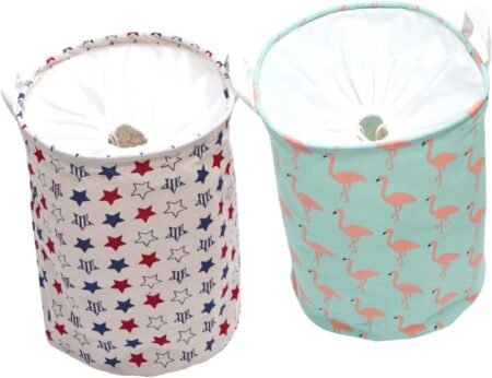 2-Pack Star Pattern Foldable Laundry Baskets