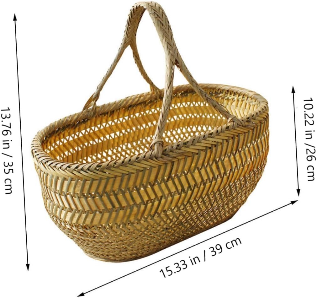 Bamboo Hand Shopping Basket with Handle - Image 2