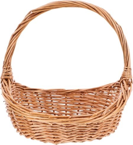 Handwoven Willow Flower Gathering Basket with Handle