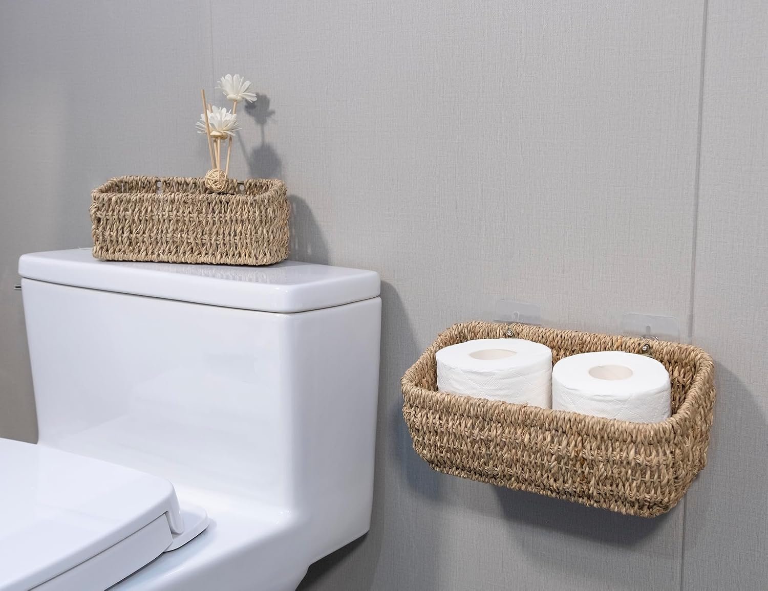 2-Pack Seagrass Woven Wall Hanging Baskets - Image 2