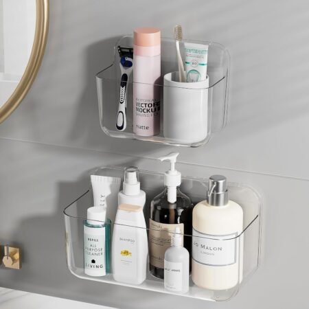 XL+L Clear Adhesive Wall Mount Storage Bins
