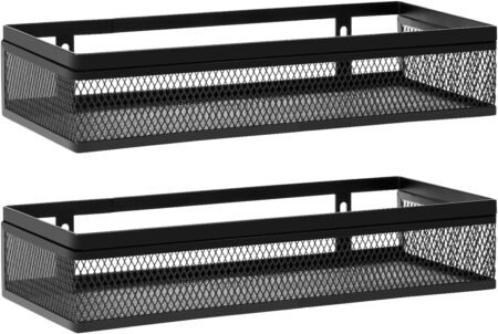 2-Pack Metal Wire Hanging Storage Baskets with Hooks Black