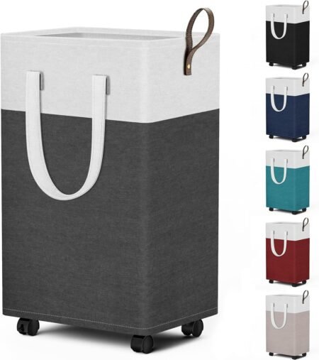 75L Rolling Collapsible Laundry Hamper with Wheels Gray