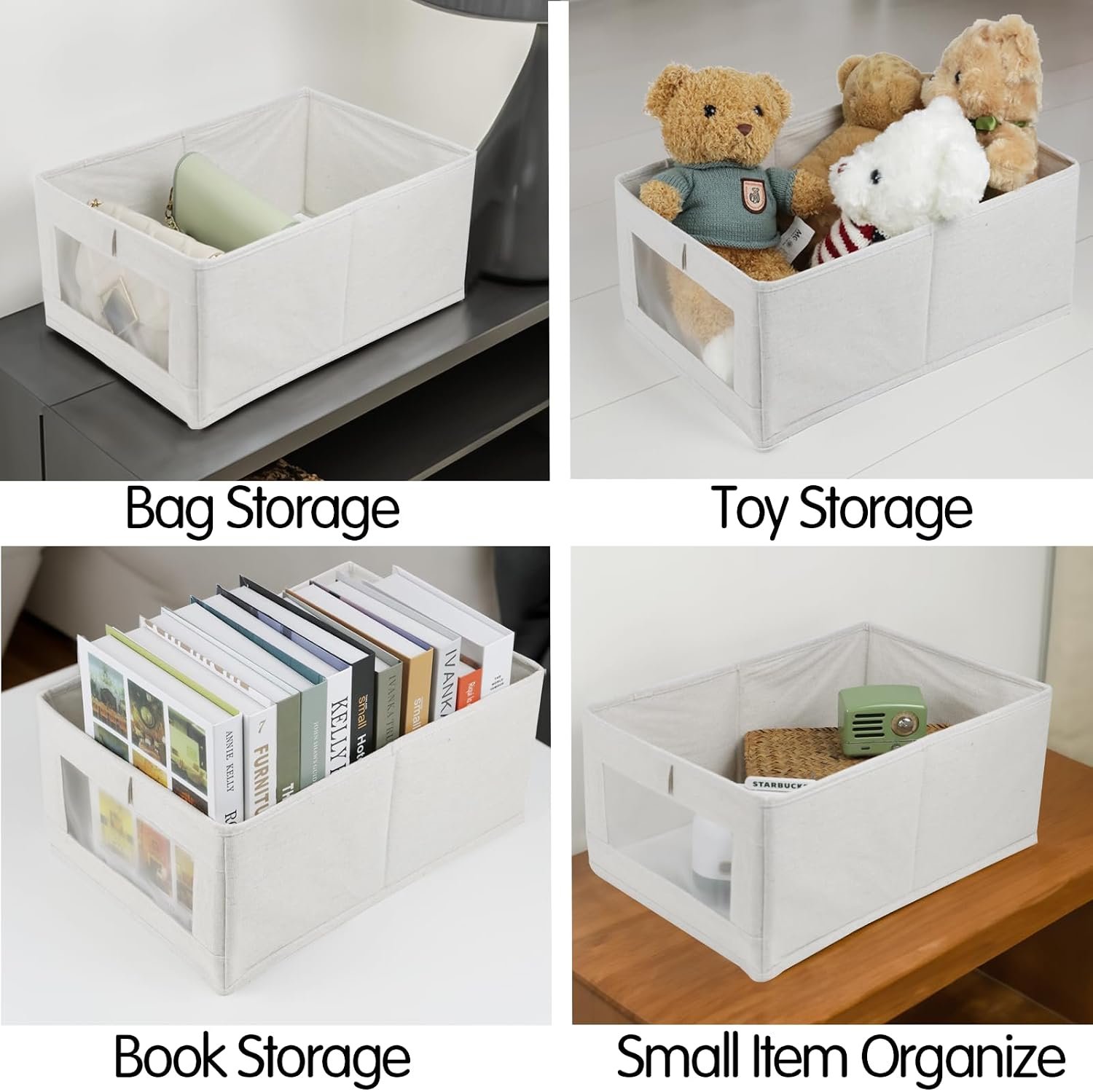 4-Pack Linen Storage Bins with Windows - Image 2