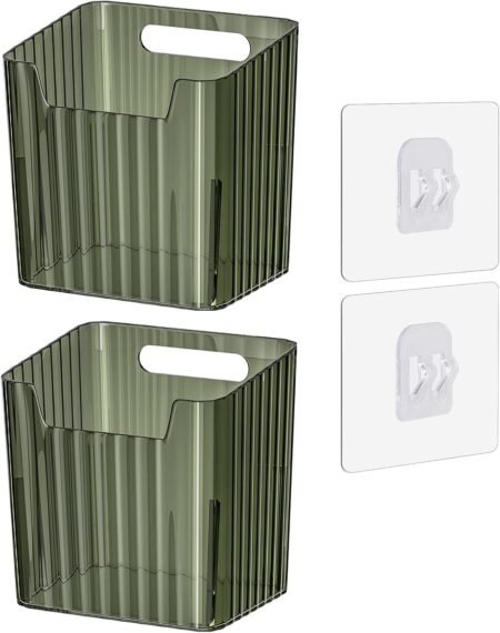 2-Pack Green Clear Wall Mount Storage Bins