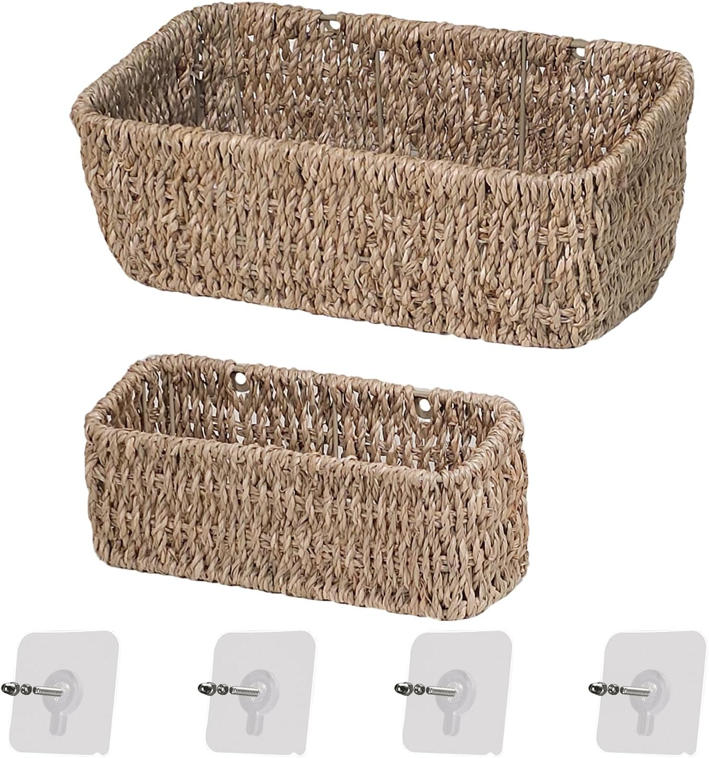 2-Pack Seagrass Woven Wall Hanging Baskets