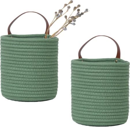Cotton Rope Wall Hanging Basket with Handle