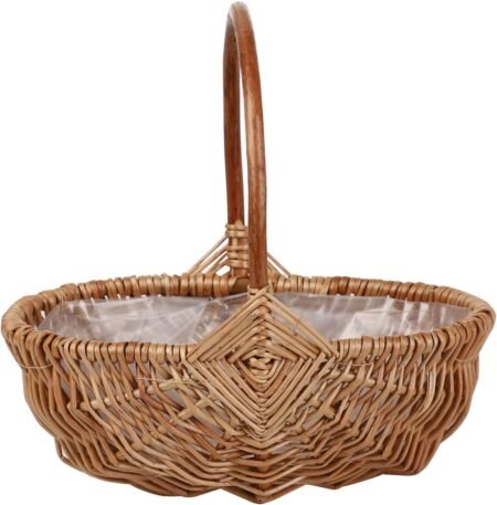 Brown Handmade Rattan Flower Basket with Handle