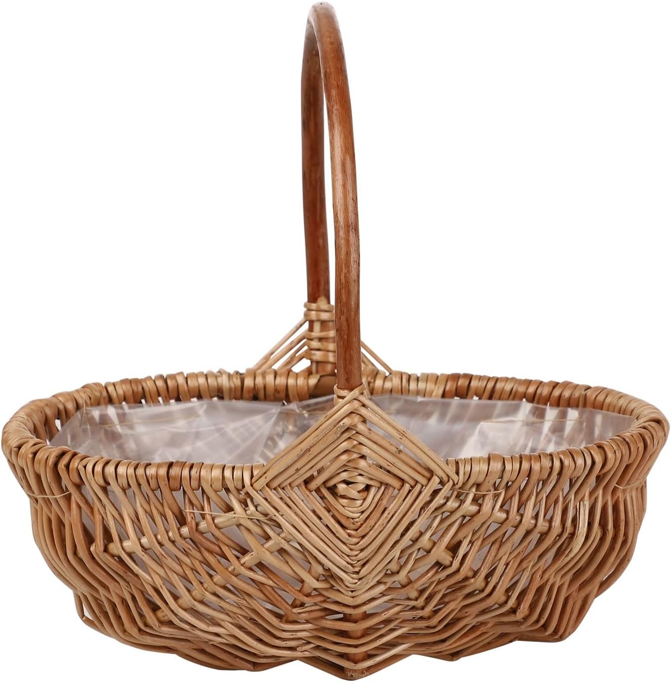 Brown Handmade Rattan Flower Basket with Handle