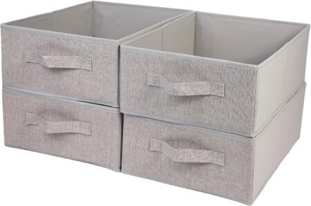 4-Pack Grey Collapsible Drawer Organizer Storage Bins