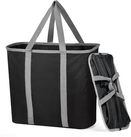 Large Waterproof Foldable Laundry Tote with Handles Black