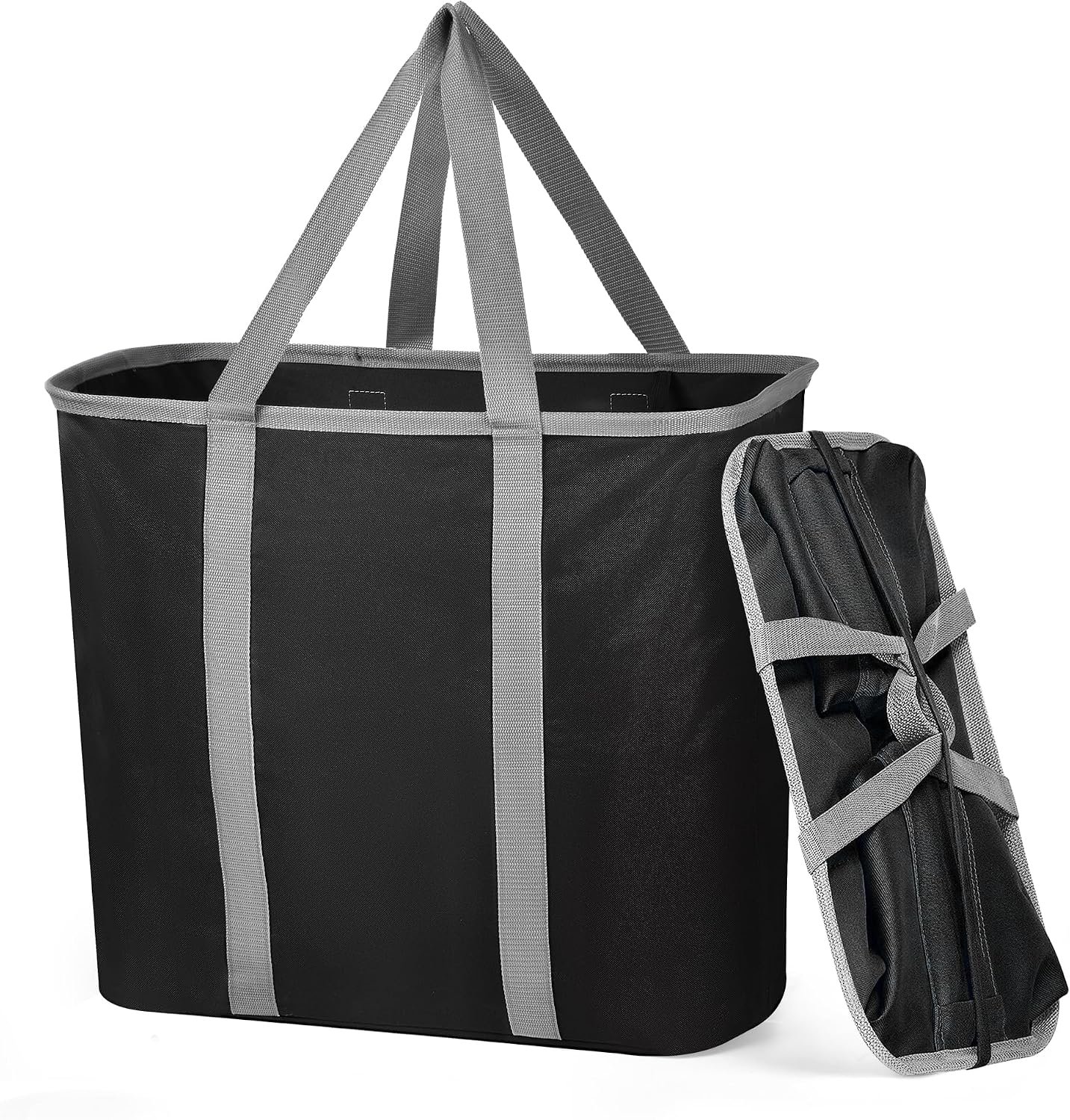 Large Waterproof Foldable Laundry Tote with Handles Black