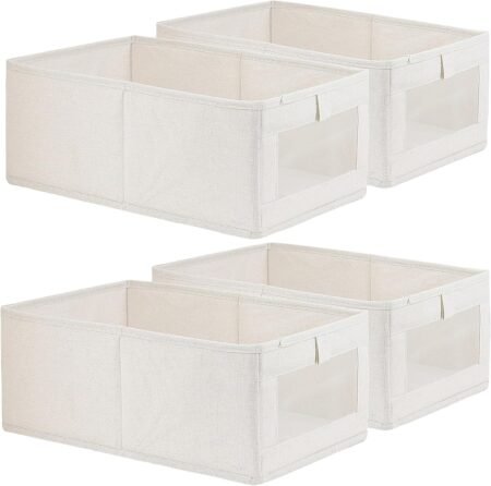 4-Pack Linen Storage Bins with Windows