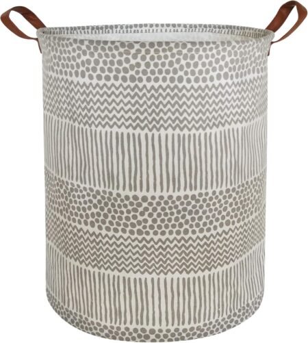 Large Canvas Nursery Laundry Hamper Grey Spots