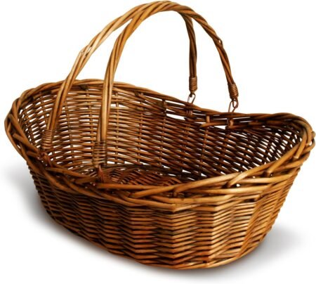 Small Dark Brown Handwoven Wicker Basket with Handle 14x5.5