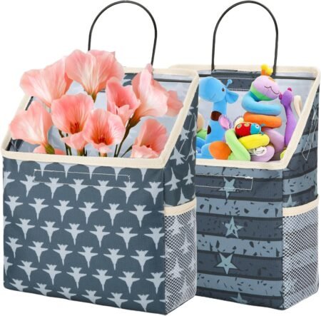 2-Pack Wall Hanging Storage Baskets with Pockets