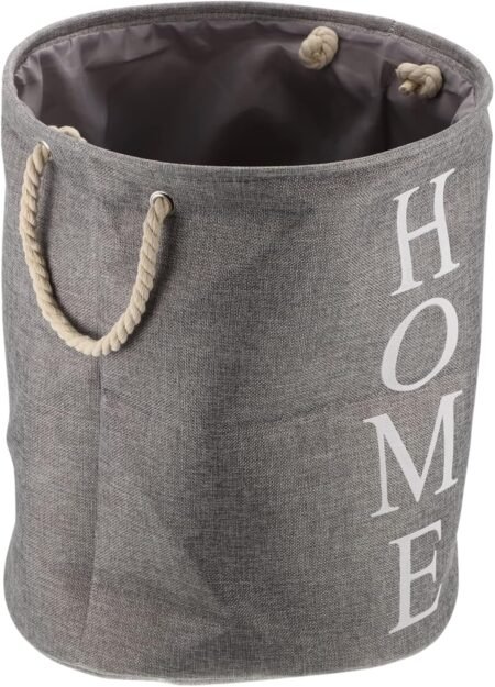 Cotton Linen Rope Handle Foldable Laundry Basket Letter Design