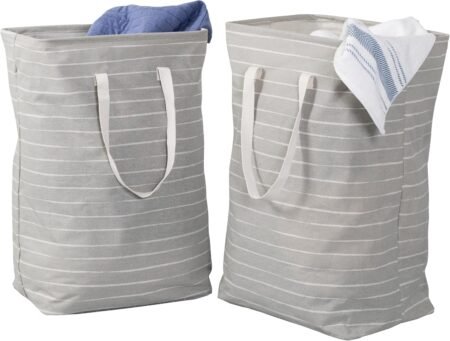 Set of 2 Collapsible Fabric Laundry Hampers Grey