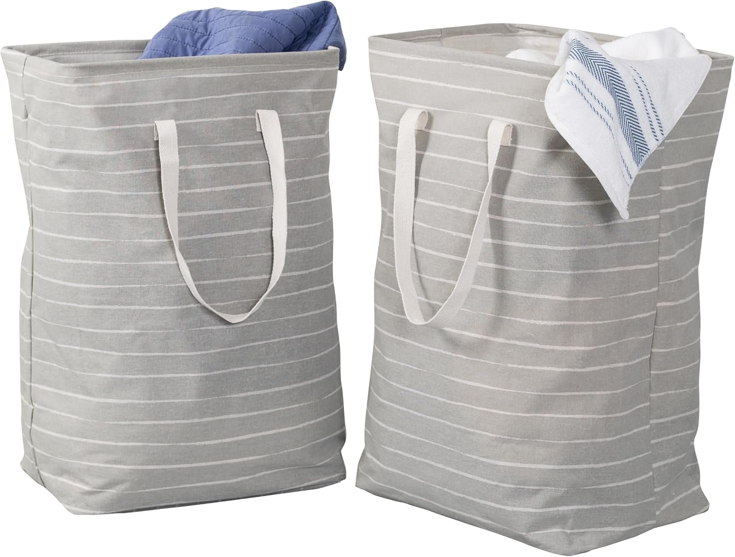 Set of 2 Collapsible Fabric Laundry Hampers Grey