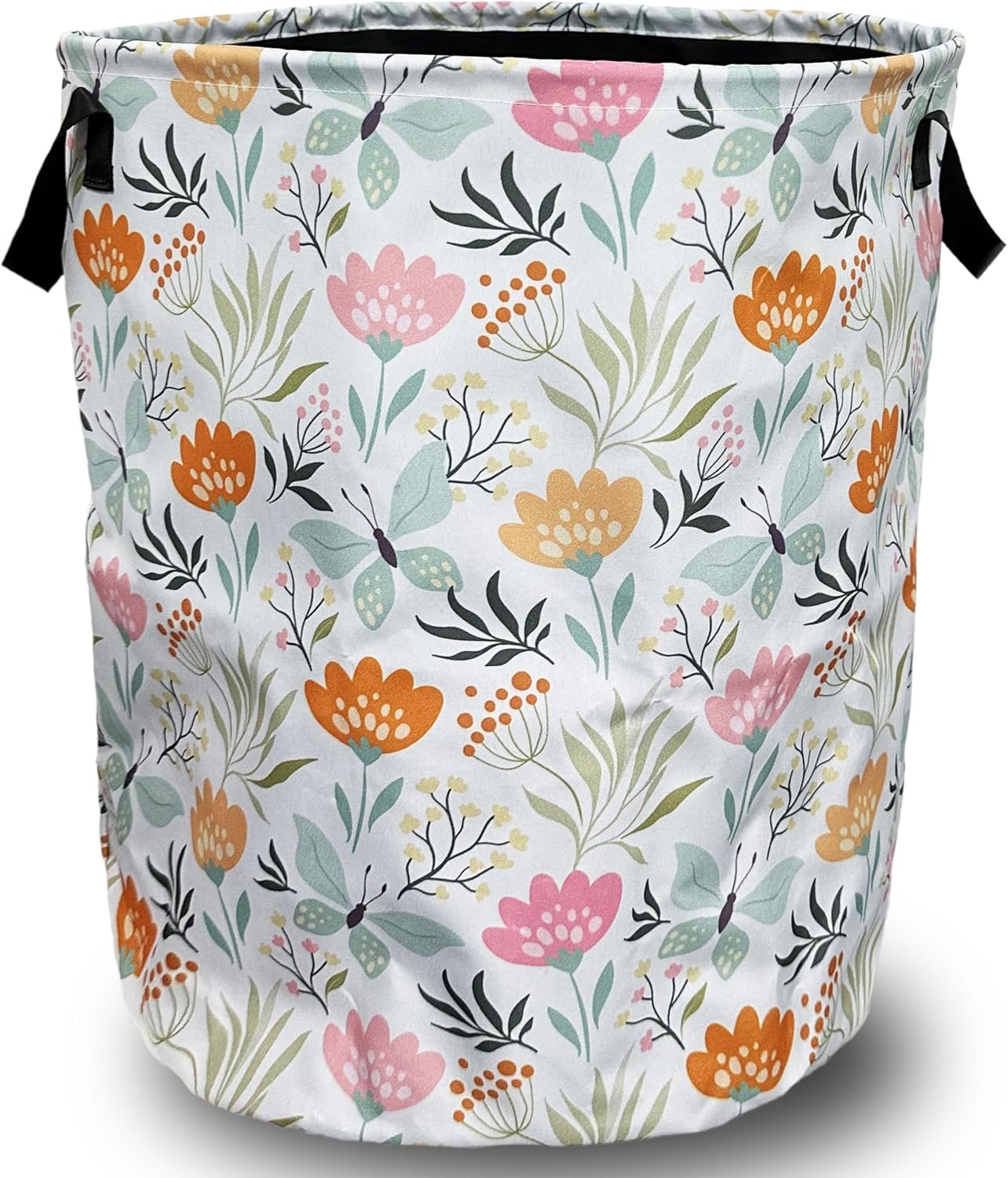 Floral Oxford Foldable Laundry Basket with Handles 18.9x16.5