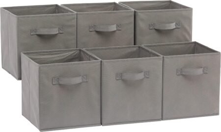 6-Pack Gray Collapsible Fabric Storage Cubes with Handles