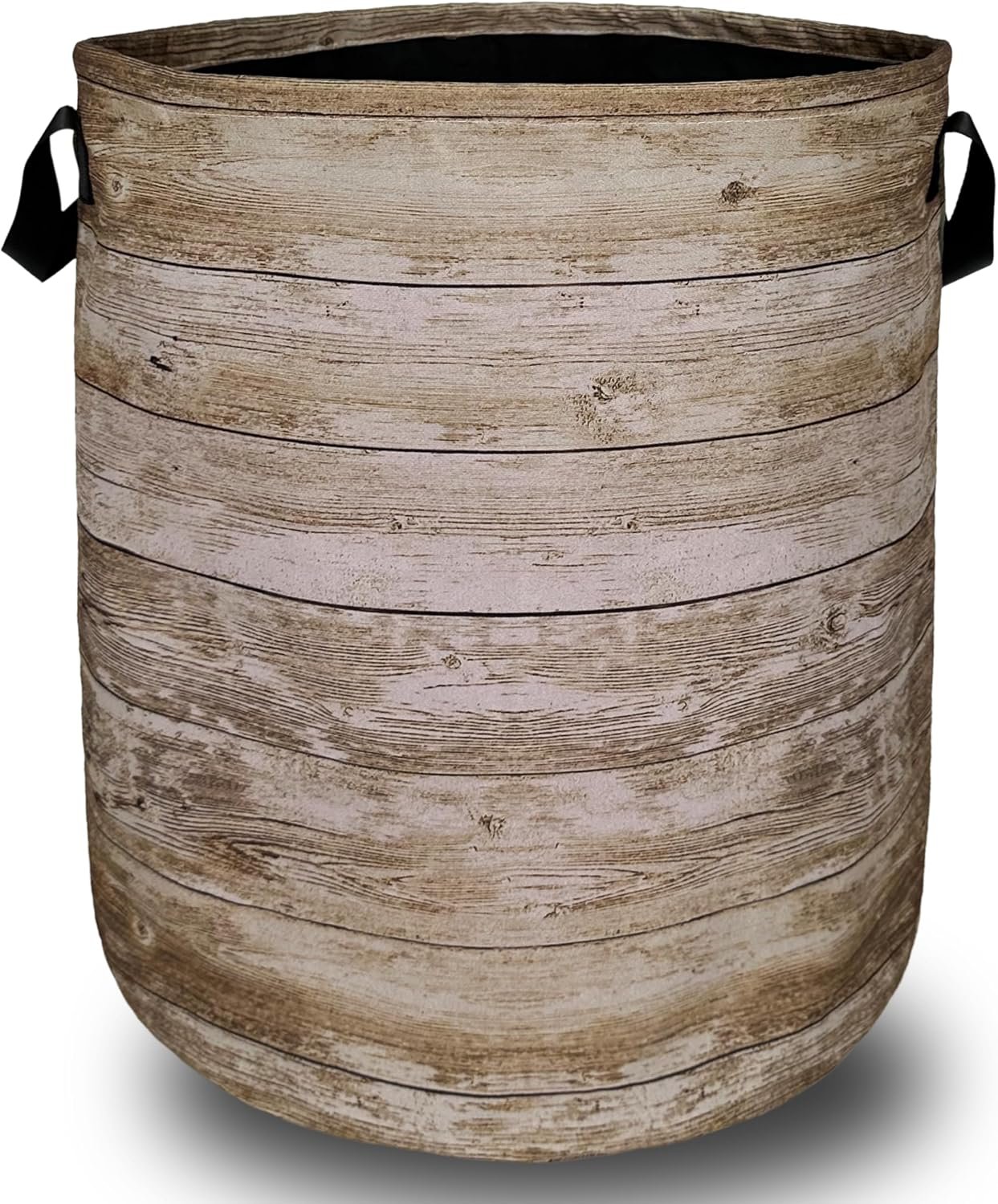 Wood Grain Foldable Laundry Basket with Handles 18.9x16.5